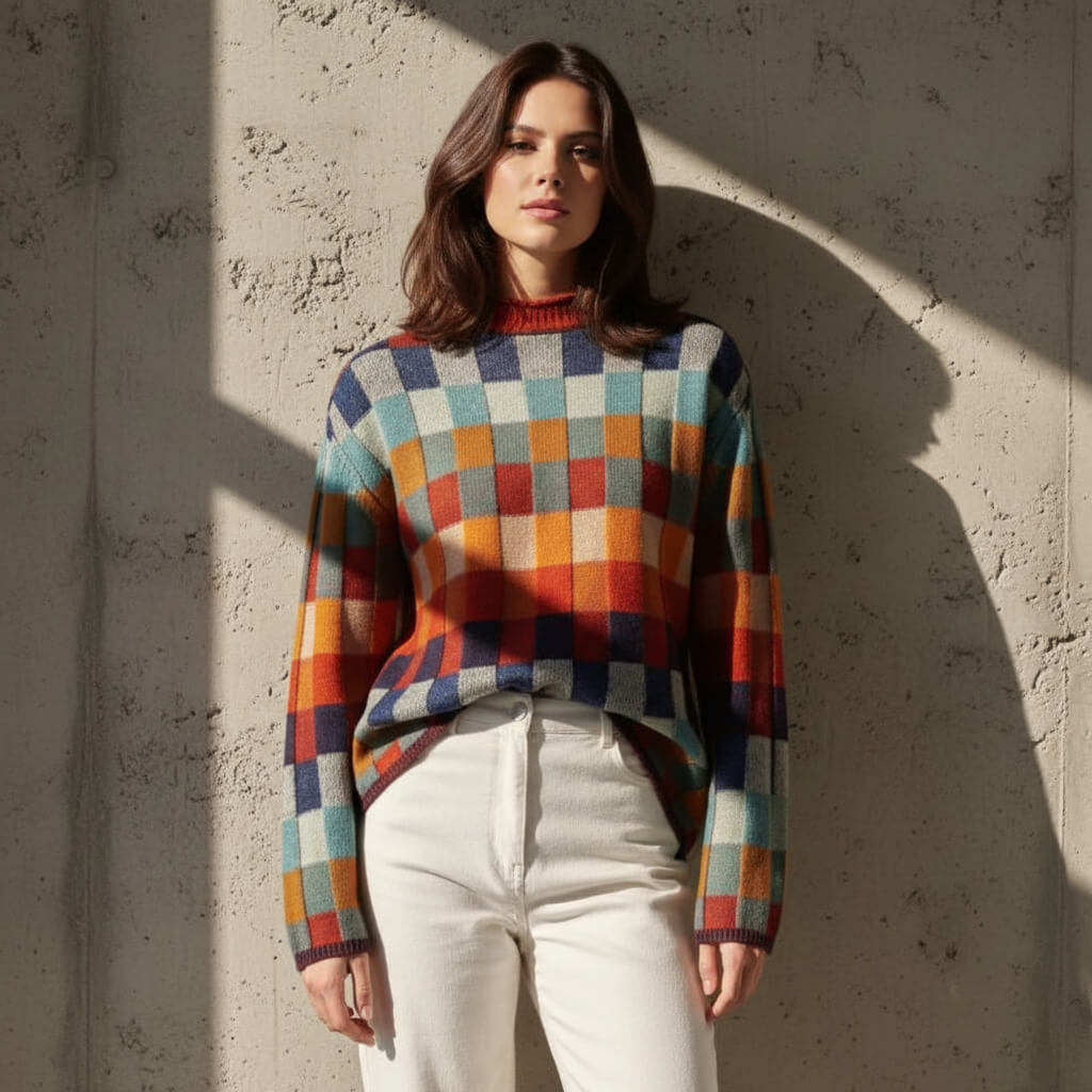 Ellie – Checkered Merino Sweater