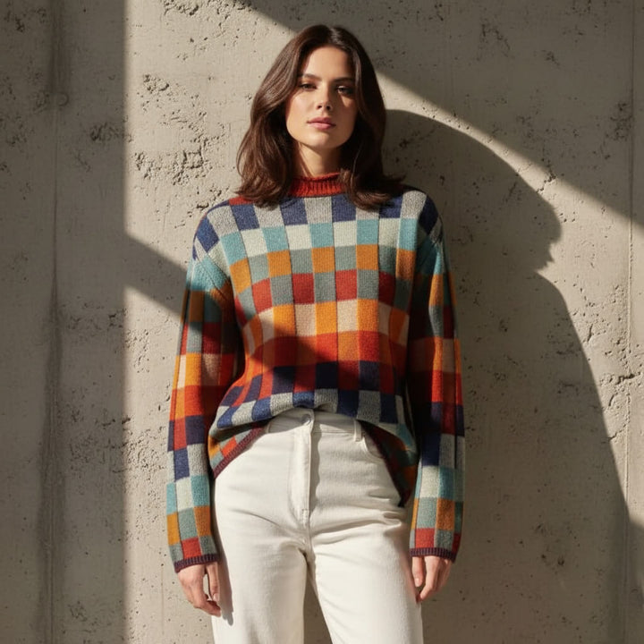 Ellie – Checkered Merino Sweater