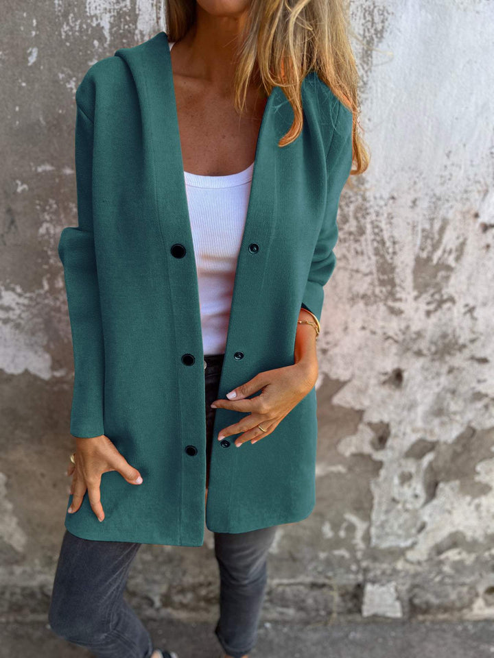 Arianna – Button-detailed Hooded Cardigan