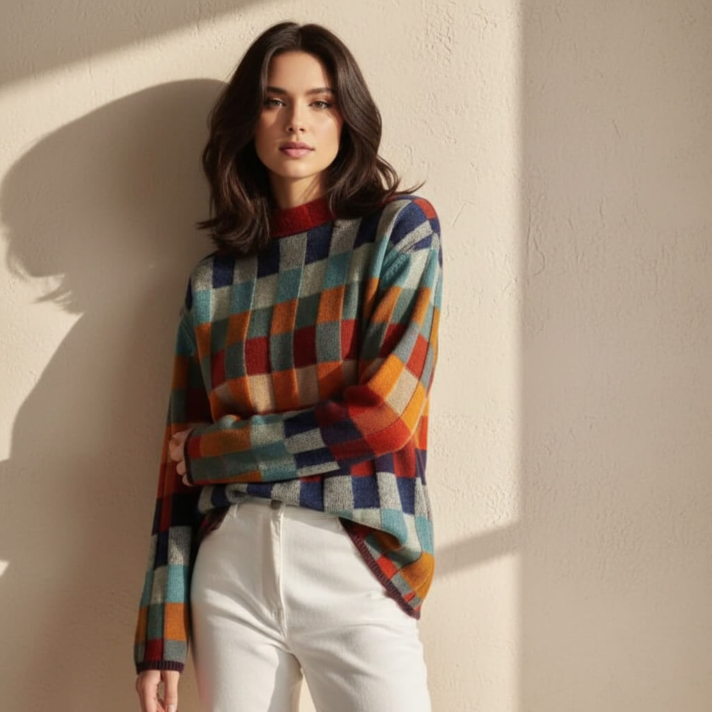 Ellie – Checkered Merino Sweater