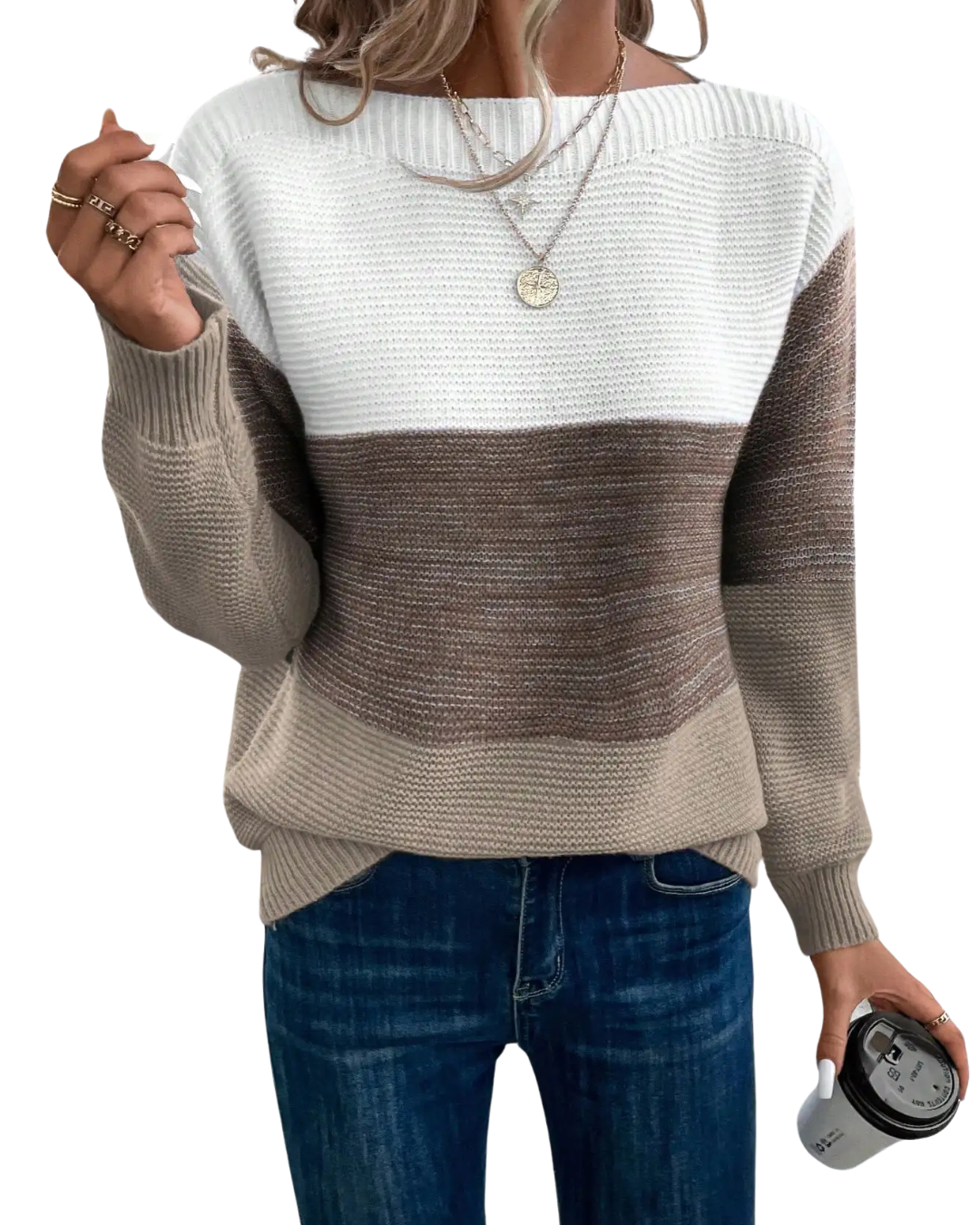 Carryle – Elegant three-color patchwork sweater