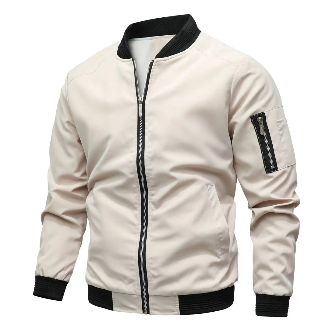 Men's Bomber Jacket with Sleeve Pocket - Porter - Beige