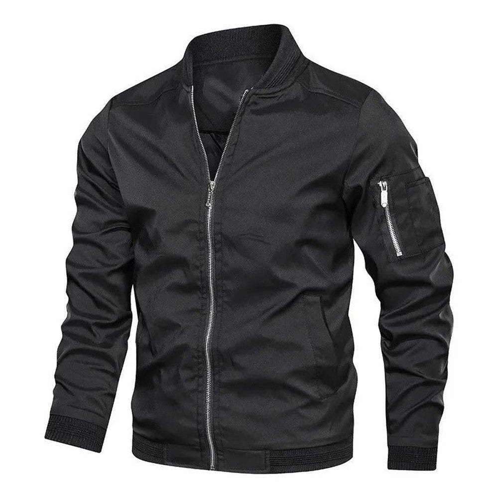 Men's Bomber Jacket with Sleeve Pocket - Porter - Black