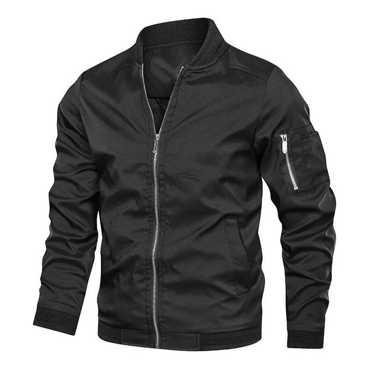 Men's Bomber Jacket with Sleeve Pocket - Porter - Black