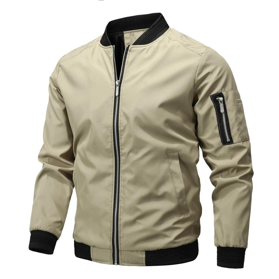 Men's Bomber Jacket with Sleeve Pocket - Porter - Khaki