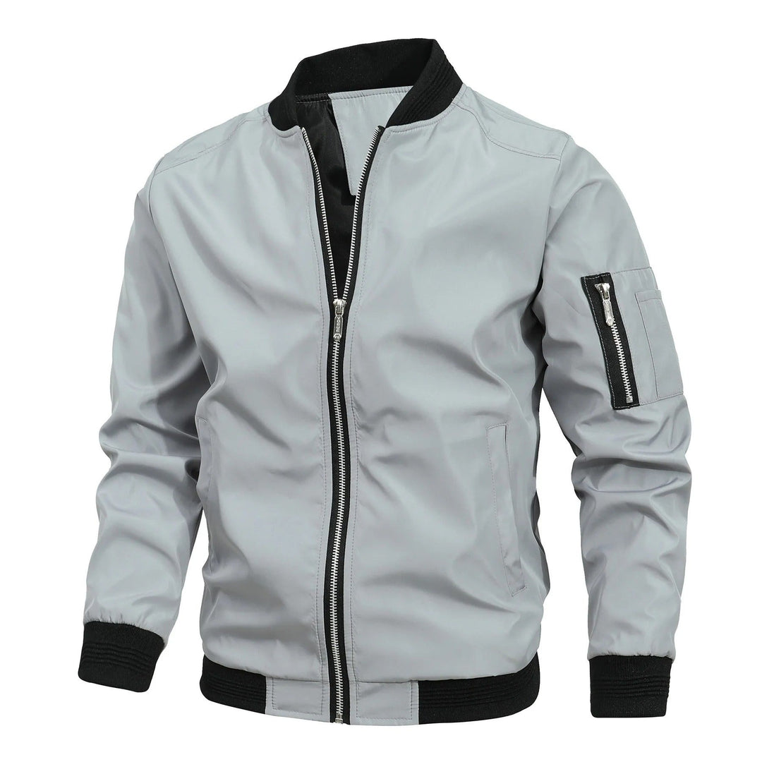Men's Bomber Jacket with Sleeve Pocket - Porter - Light Gray
