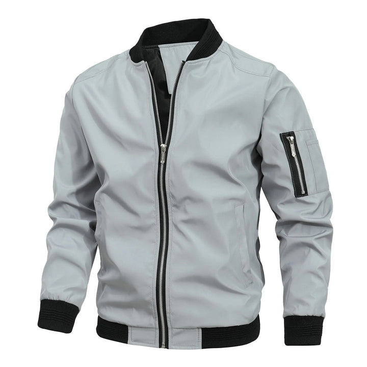 Men's Bomber Jacket with Sleeve Pocket - Porter - Light Gray