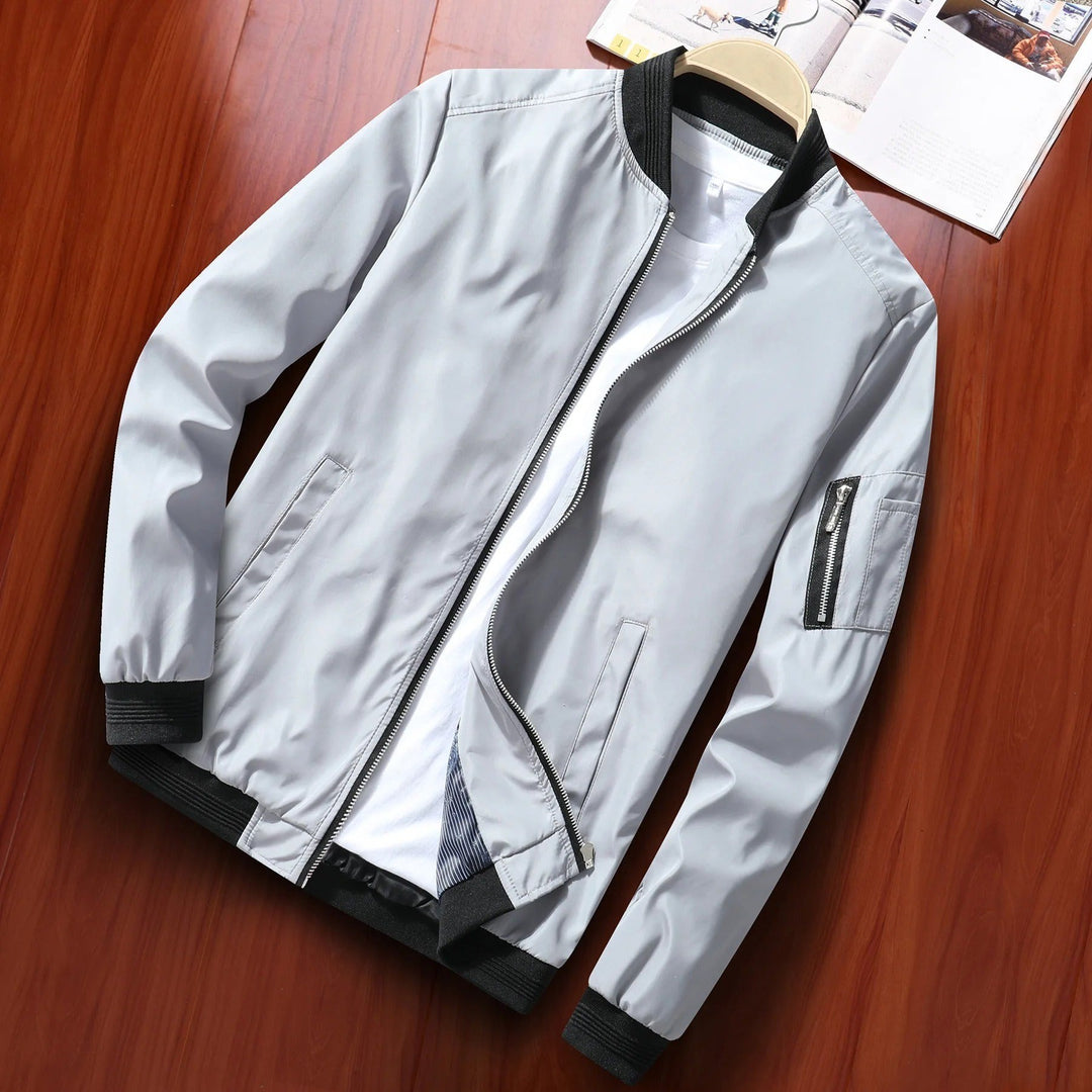 Men's Bomber Jacket with Sleeve Pocket - Porter - Light Gray