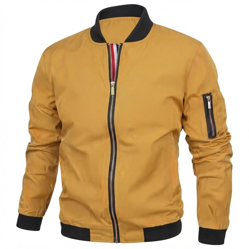 Men's Bomber Jacket with Sleeve Pocket - Porter - Mustard