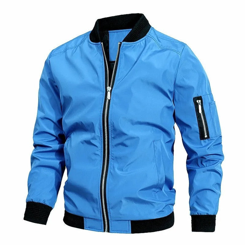 Men's Bomber Jacket with Sleeve Pocket - Porter - Sky Blue