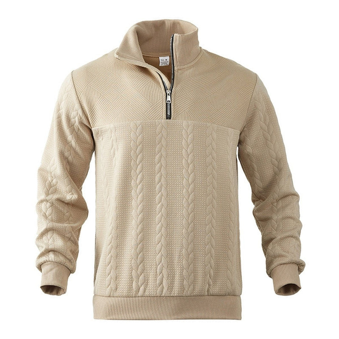 Men's Cable Knit Quarter Zip Sweater - Milo - Beige