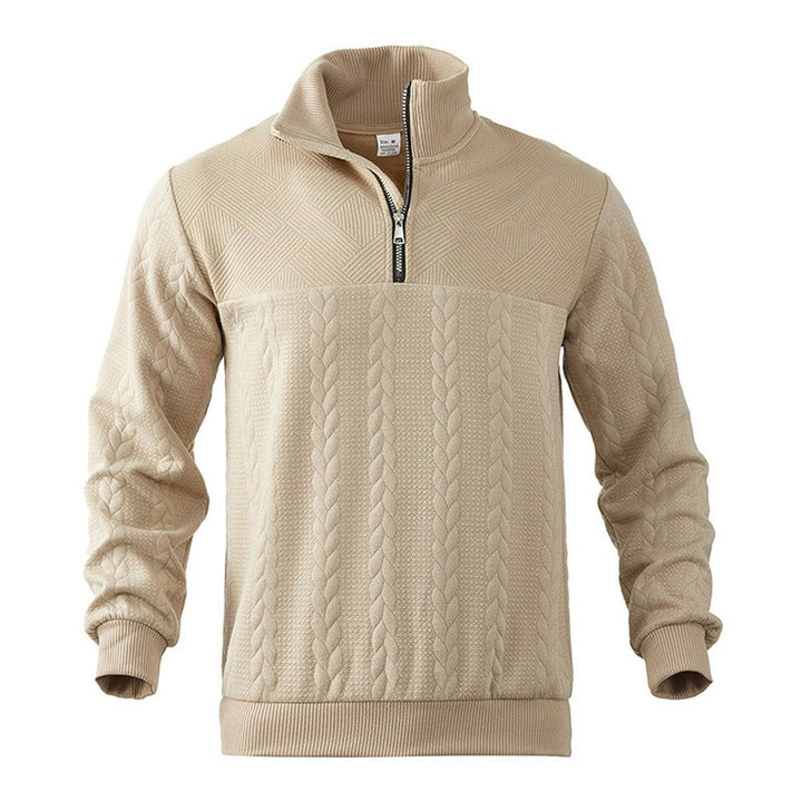 Men's Cable Knit Quarter Zip Sweater - Milo - Beige