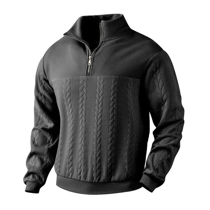 Men's Cable Knit Quarter Zip Sweater - Milo - Black