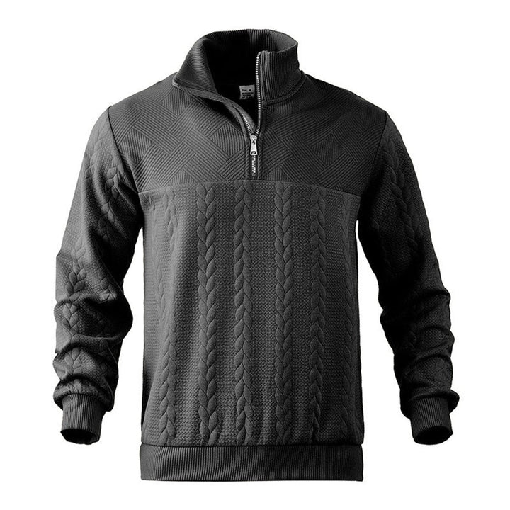 Men's Cable Knit Quarter Zip Sweater - Milo - Black