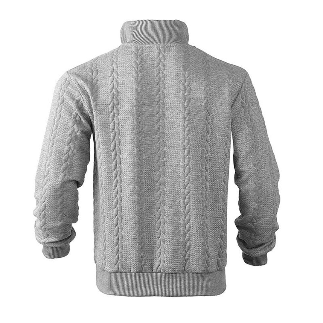 Men's Cable Knit Quarter Zip Sweater - Milo - Heather Gray