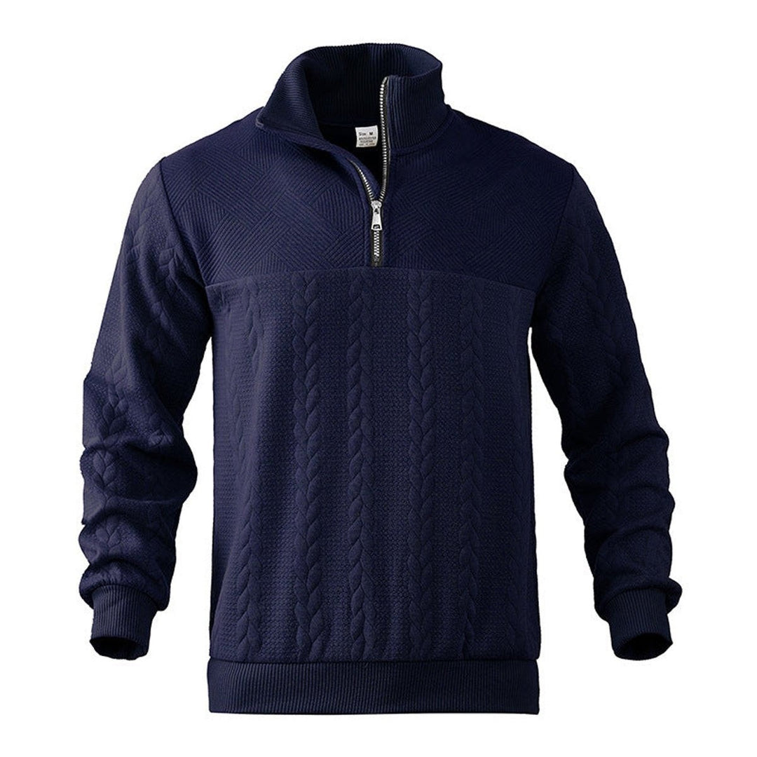 Men's Cable Knit Quarter Zip Sweater - Milo - Navy