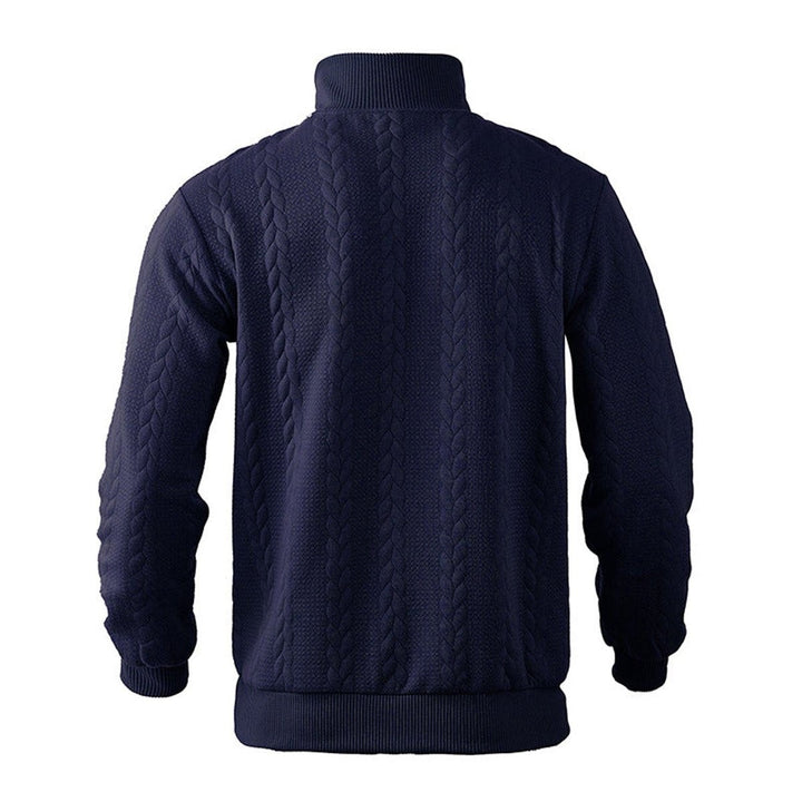 Men's Cable Knit Quarter Zip Sweater - Milo - Navy