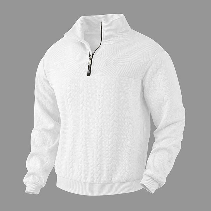 Men's Cable Knit Quarter Zip Sweater - Milo - White