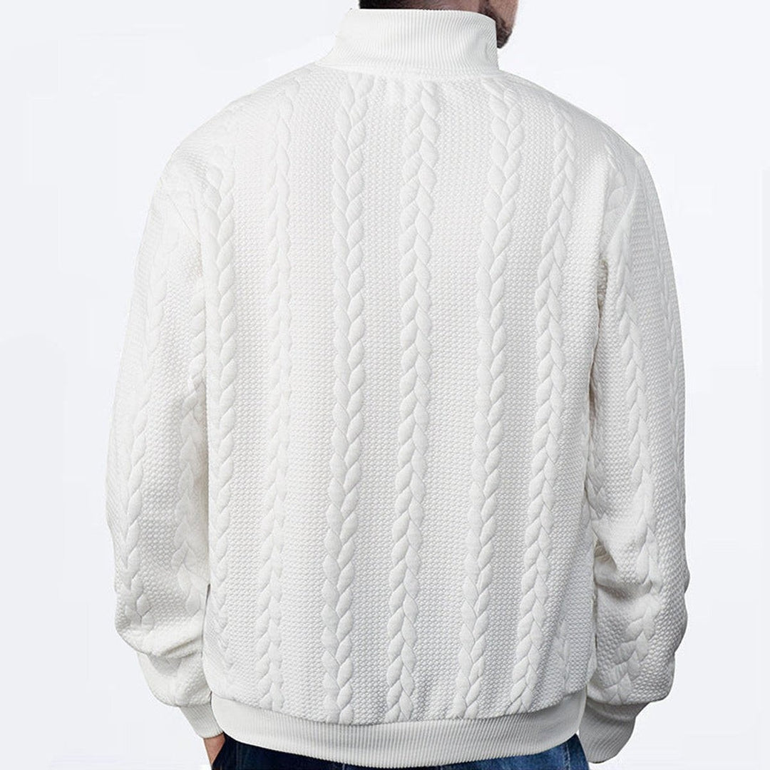 Men's Cable Knit Quarter Zip Sweater - Milo - White