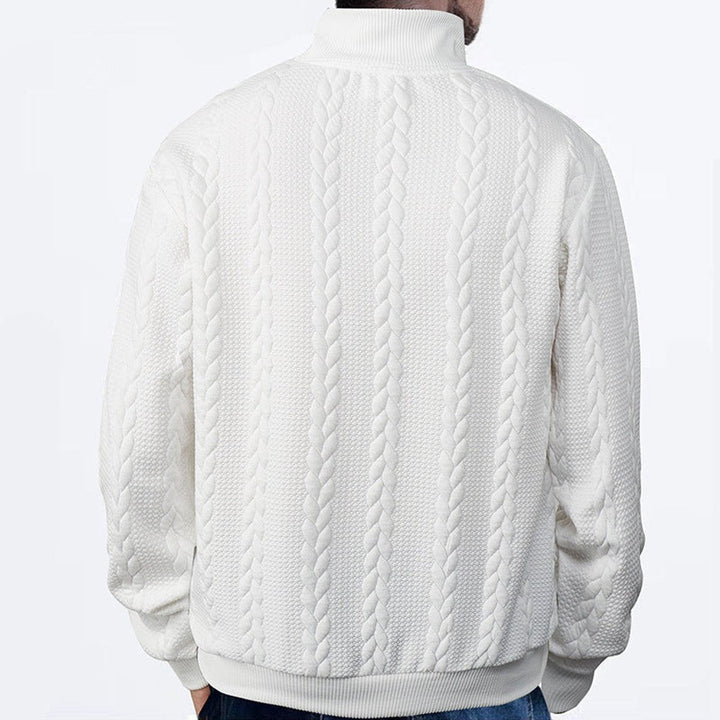Men's Cable Knit Quarter Zip Sweater - Milo - White