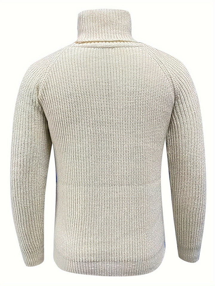 Men's Chunky Ribbed Turtleneck Sweater - Axel - Cream