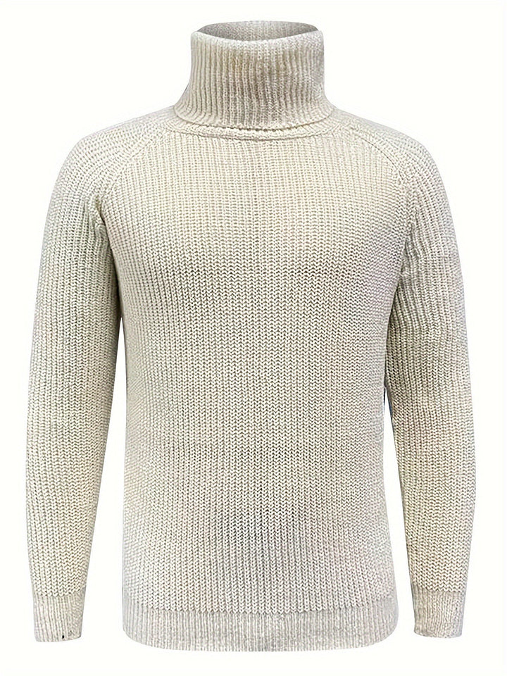 Men's Chunky Ribbed Turtleneck Sweater - Axel - Cream