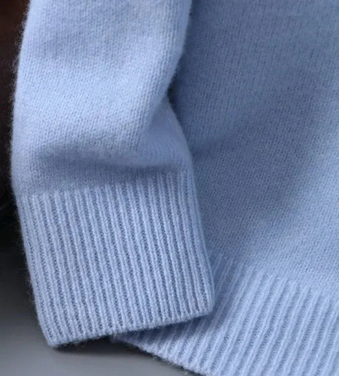 Men's Crew Neck Sweater with Brushed Knit - Jude - Powder Blue