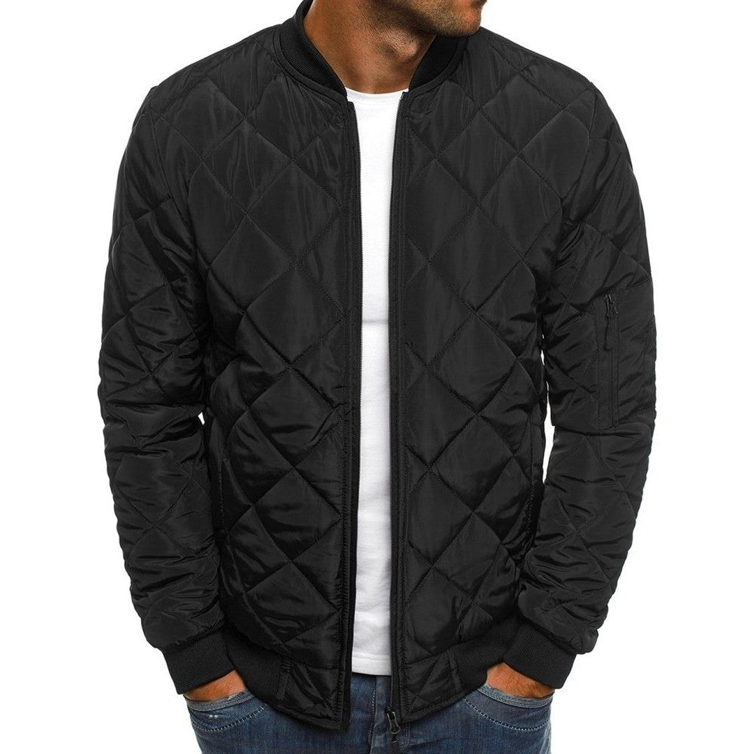 Men's Diamond Quilted Bomber Jacket - Rhys - Black
