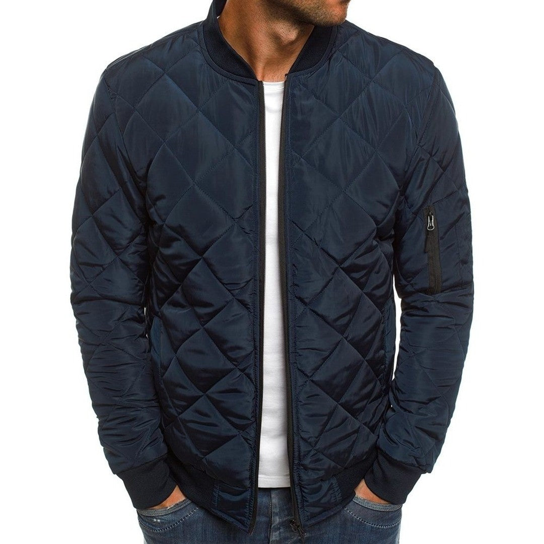Men's Diamond Quilted Bomber Jacket - Rhys - Navy