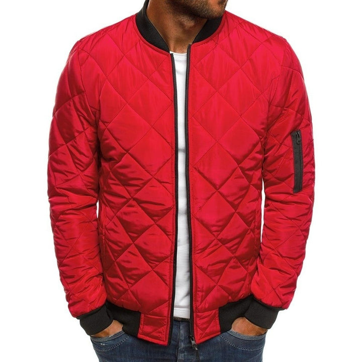 Men's Diamond Quilted Bomber Jacket - Rhys - Red