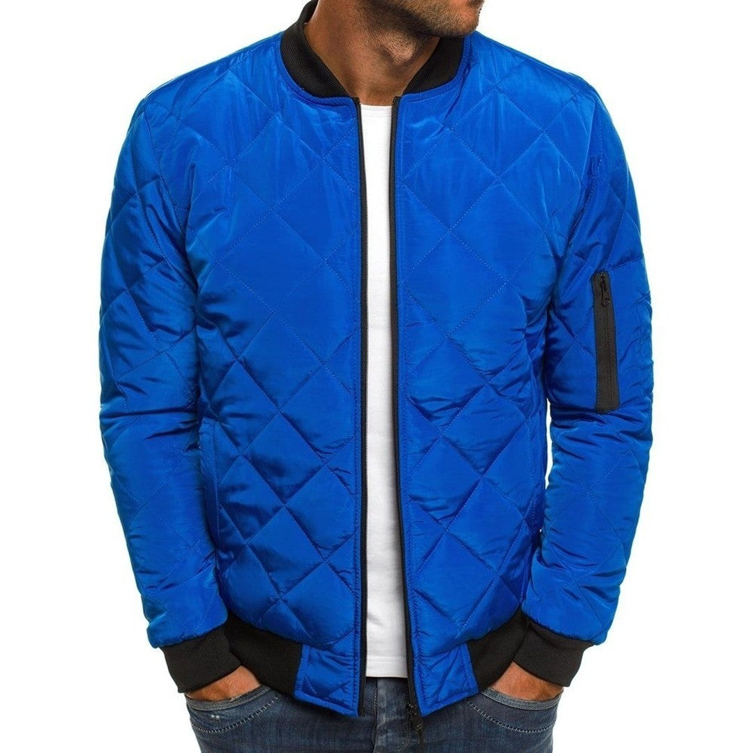 Men's Diamond Quilted Bomber Jacket - Rhys - Royal Blue