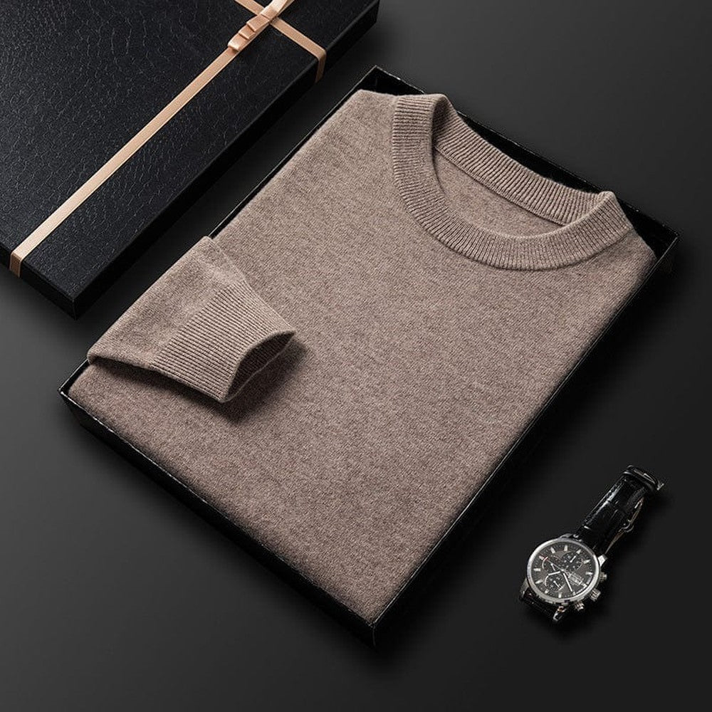Men's Fine Knit Crew Neck Sweater - Kai - Taupe