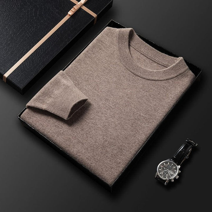 Men's Fine Knit Crew Neck Sweater - Kai - Taupe