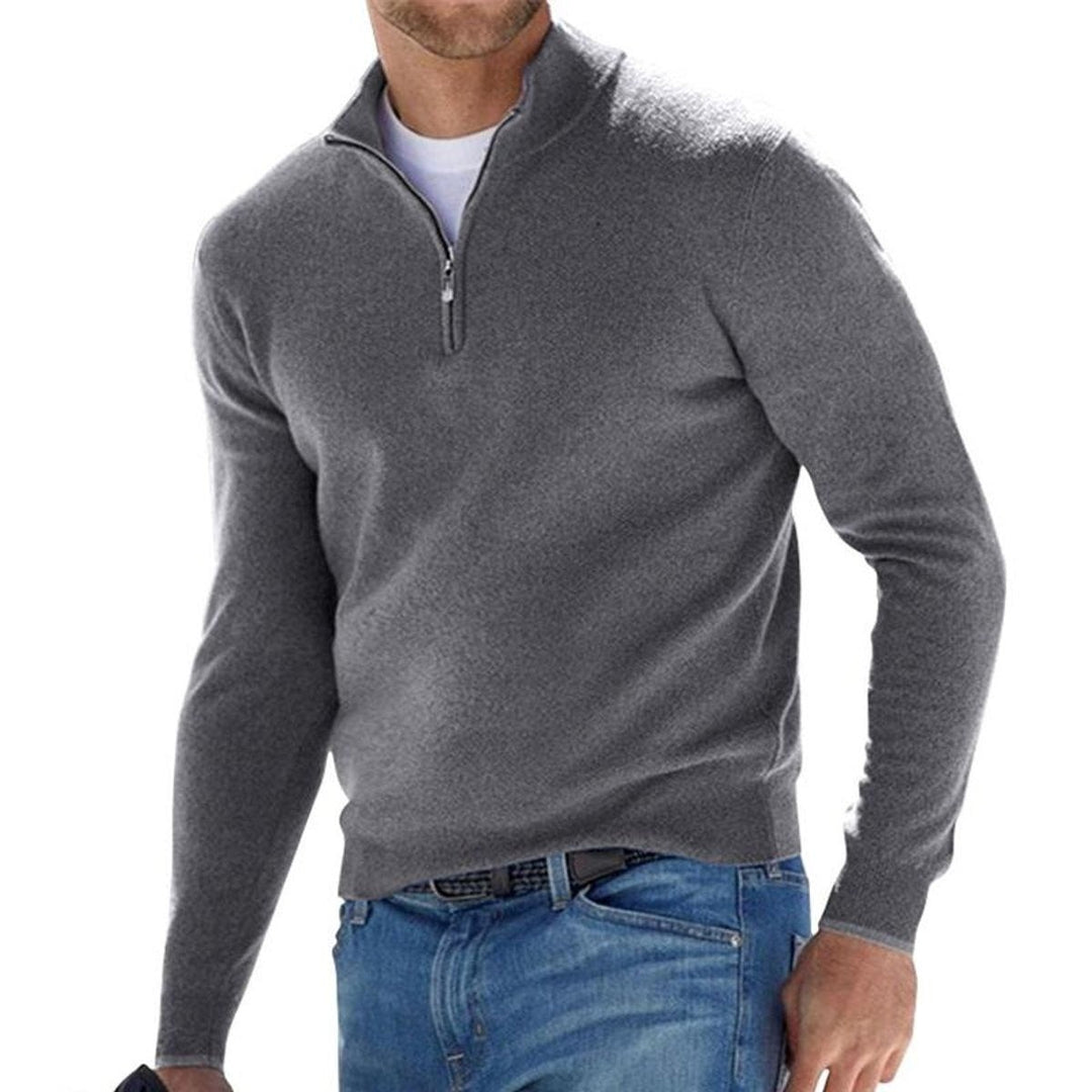 Men's Fine Knit Half Zip Sweater - Soren - Gray