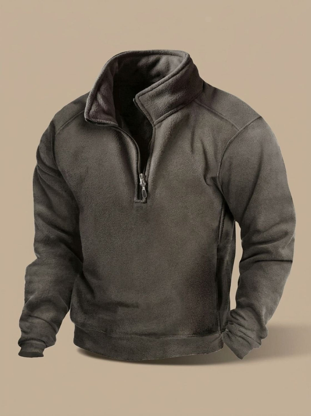 Men's Fleece Quarter Zip Pullover with Stand Collar - Otis - Charcoal