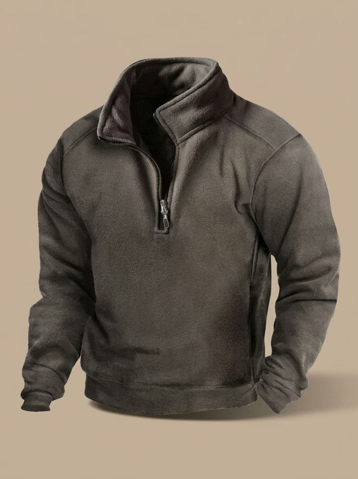 Men's Fleece Quarter Zip Pullover with Stand Collar - Otis - Charcoal