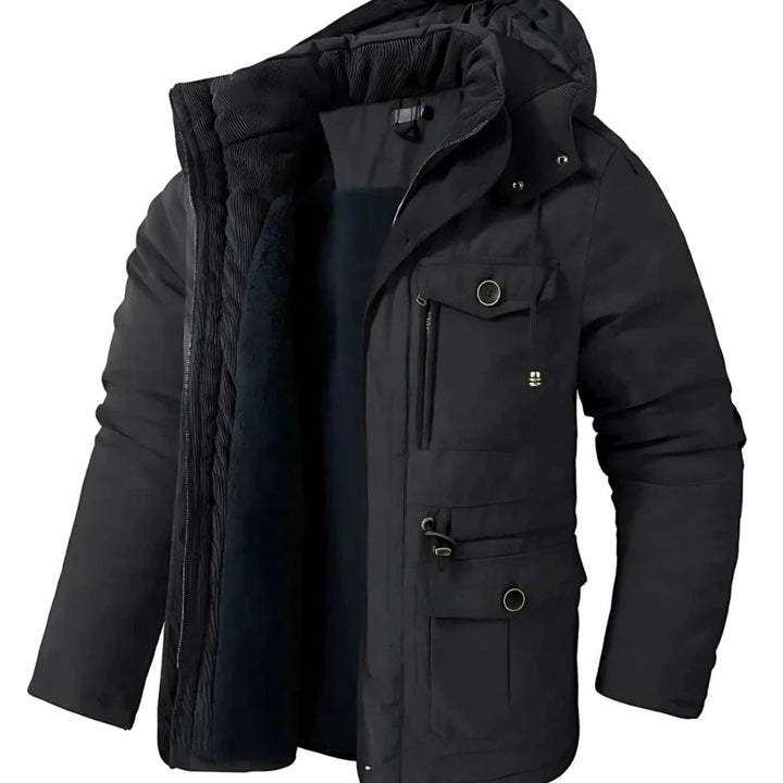 Men's Hooded Parka with Fleece Lining - Harlan - Black