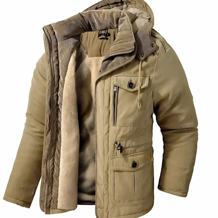 Men's Hooded Parka with Fleece Lining - Harlan - Khaki