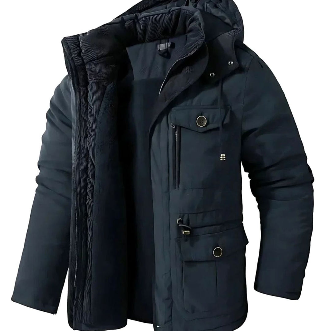 Men's Hooded Parka with Fleece Lining - Harlan - Navy