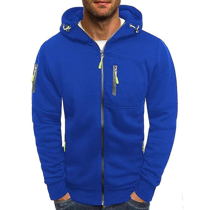 Men's Hooded Zip Jacket with Sleeve Pocket - Tobias - Royal Blue