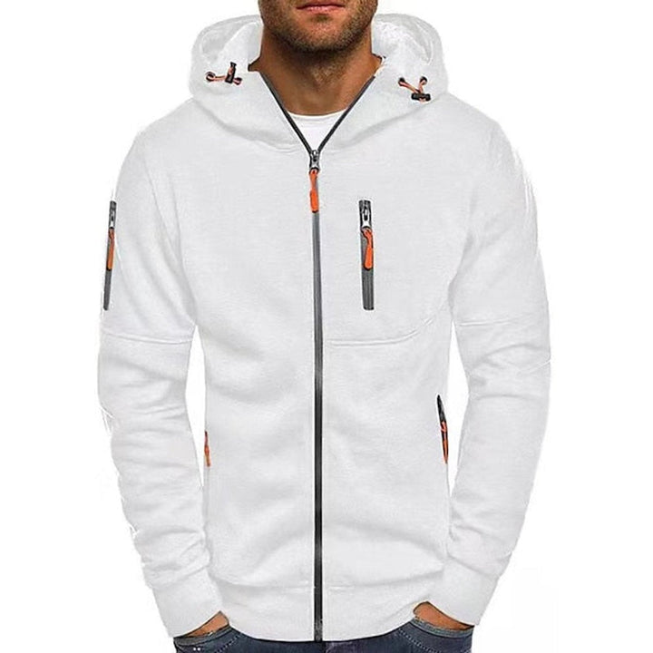 Men's Hooded Zip Jacket with Sleeve Pocket - Tobias - White