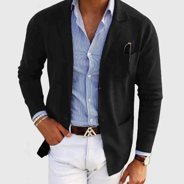 Men's Knit Blazer with Patch Pockets - Arlo - Black