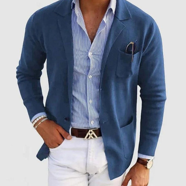 Men's Knit Blazer with Patch Pockets - Arlo - Blue