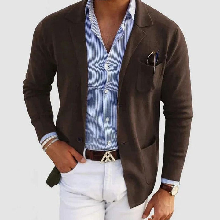 Men's Knit Blazer with Patch Pockets - Arlo - Brown