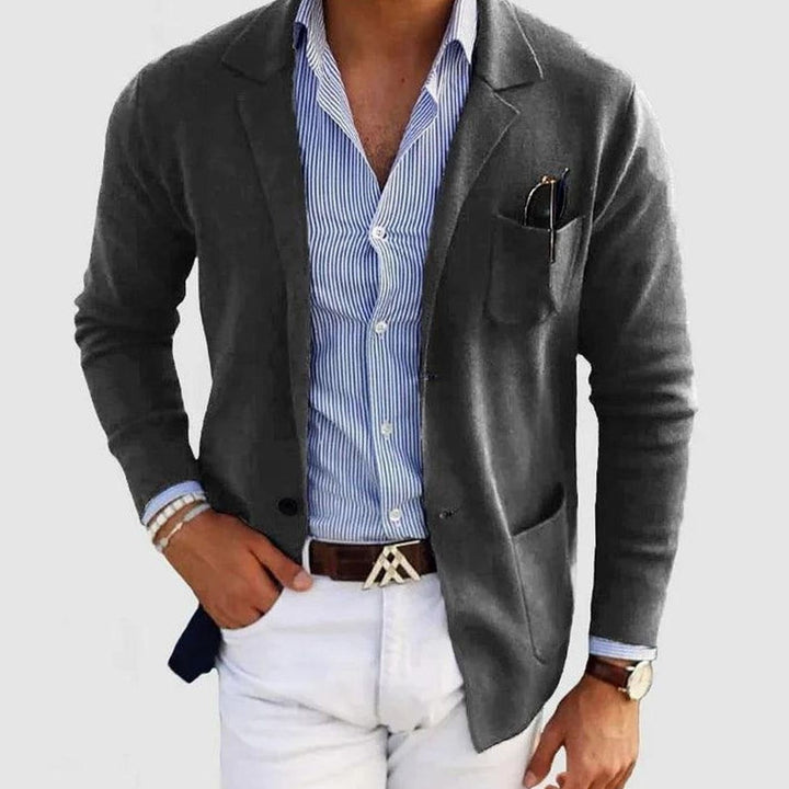 Men's Knit Blazer with Patch Pockets - Arlo - Charcoal