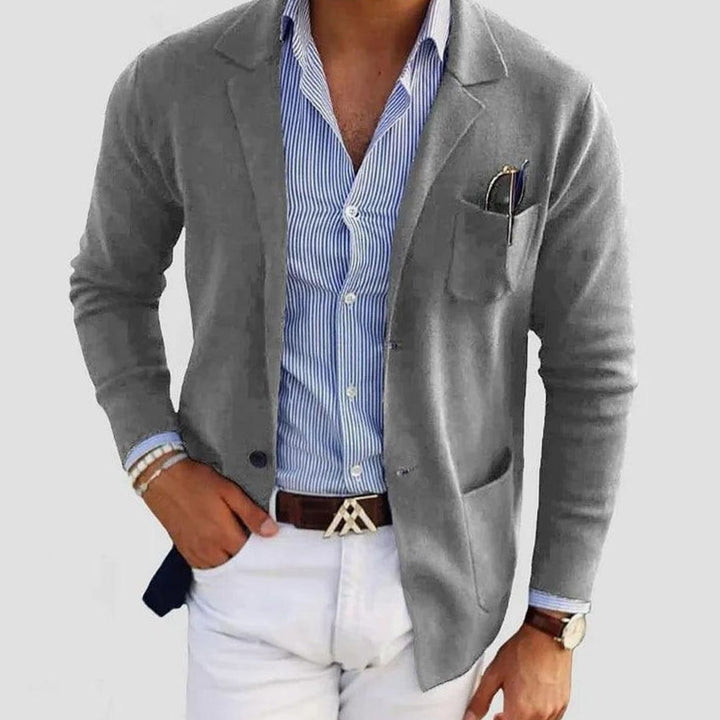 Men's Knit Blazer with Patch Pockets - Arlo - Gray