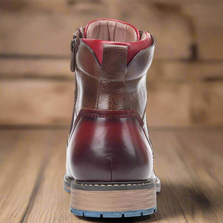 Men's Lace Up Ankle Boots with Side Zip - Jonah - Brown