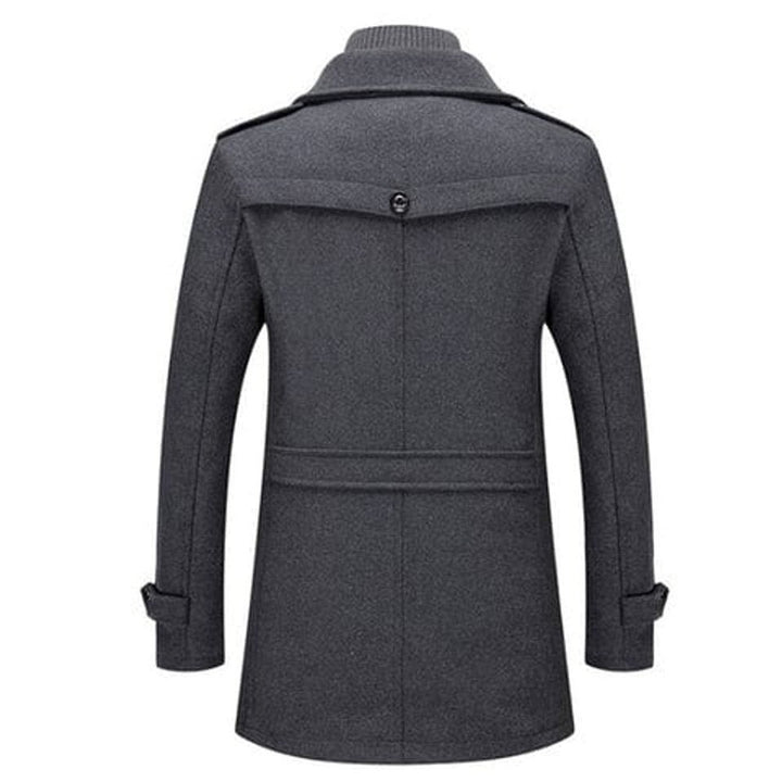 Men's Layered Overcoat with Knit Collar Insert - Monty - Gray