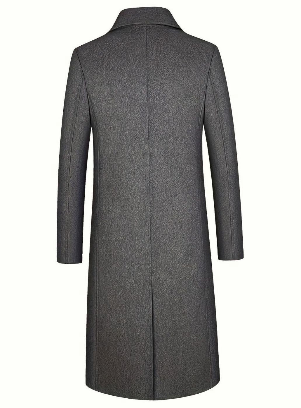 Men's Long Overcoat with Notch Lapels - Vance - Gray