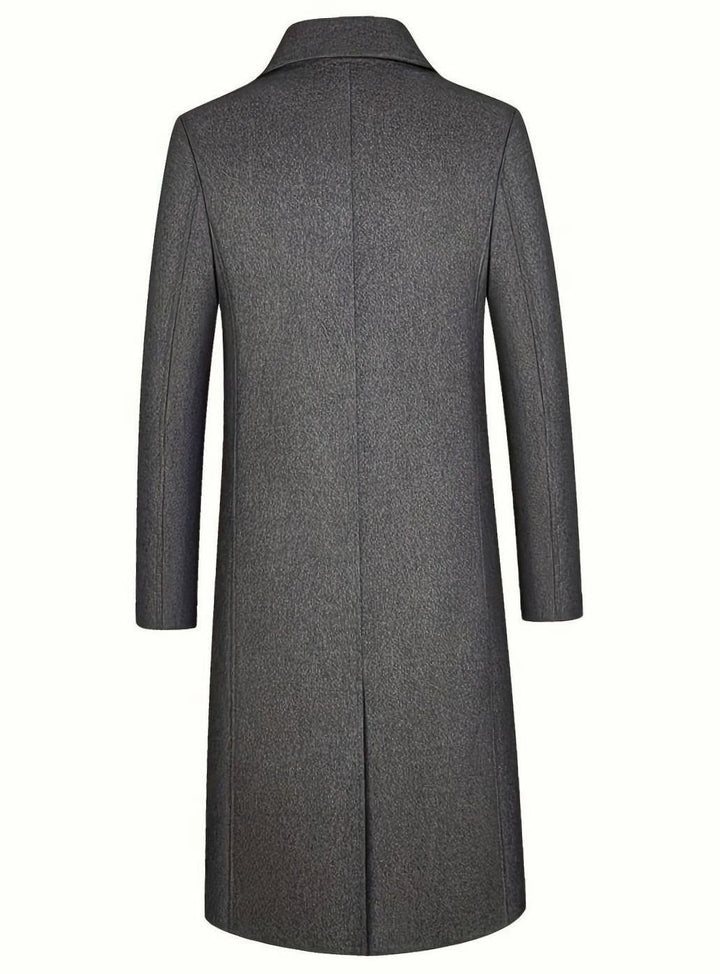 Men's Long Overcoat with Notch Lapels - Vance - Gray